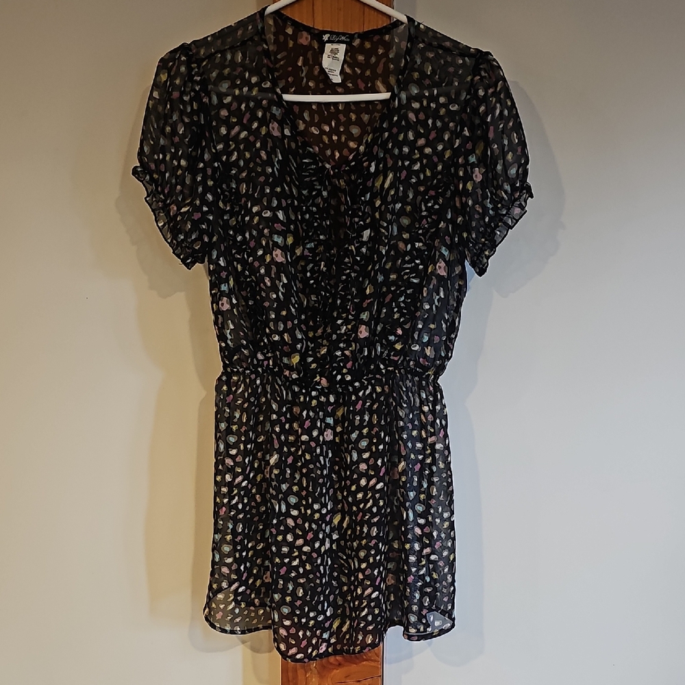 Lily White Blouse with Multicolor Floral Dots